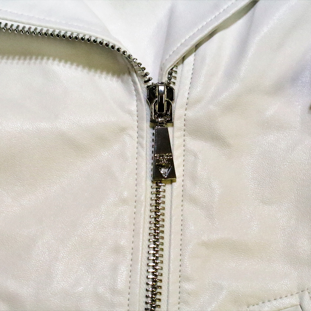 GUESS LS Hart Bright White Moto Jacket NWT Sz LG Women - Picture 6 of 8